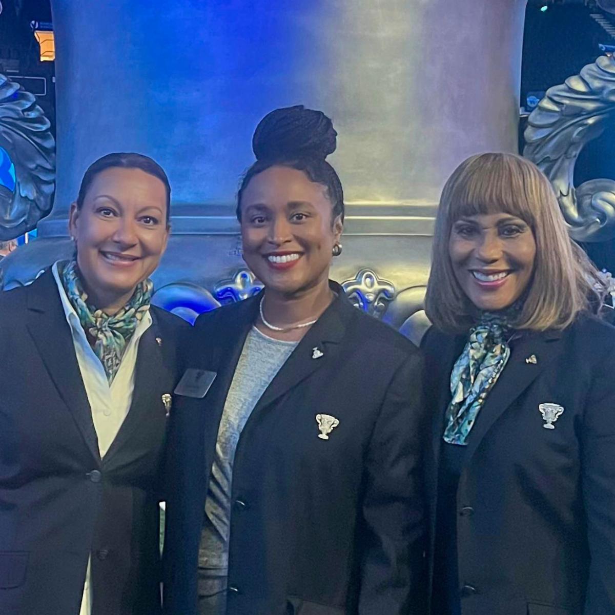 Monique Morial, Erin Burns and Dottie Reese at the 2025 Sugar Bowl