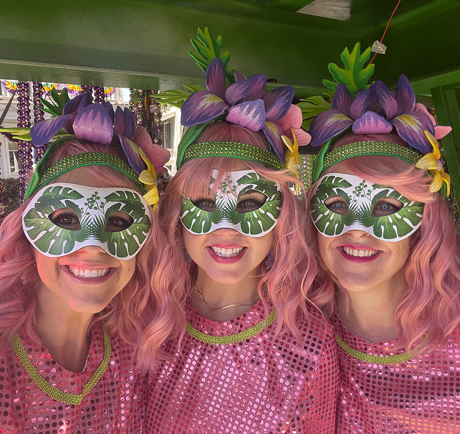 Krewe of Iris members (left to right) Abby Boyd, Kate Kelly and Kathleen Brady